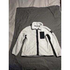Calvin Klein Women's M White Fleece Sherpa Performance Zip Up Jacket Coat